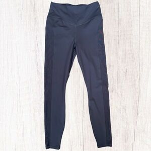 Fabletics Purelux 7/8 Cropped Sheer Panel Gray Athleisure Leggings size Small